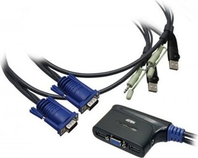 NEW Aten Dual-Port USB VGA/Audio Cable KVM Switch 1.8m CS62US