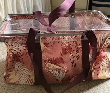 NWT Thirty One Large Utility Tote DESERT PALM W Top A Tote Clear Lid NEW