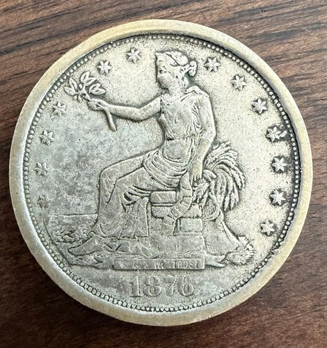 1876-S Trade Dollar VF Type 1 DDR FS-801 RPM S/S Coin 420 Grain .900 Fine Silver