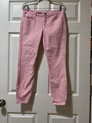 Vineyard Vines Pixie Able Pant White Pink Scallop Shell 8 Crisp Cotton Structure