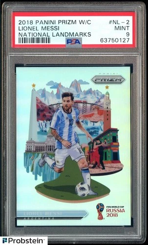 2018 Panini Prizm World Cup Soccer National Landmarks Lionel Messi SP PSA 9 MINT