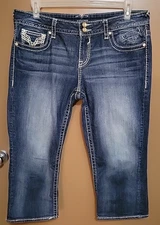 Vigoss The New York Capri Jeans Womens Size 13/14 Embellished Sequin Boho Denim