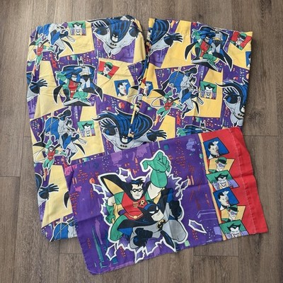Vintage DC 1995 Batman and Robin Twin Sheet Set Flat Fitted