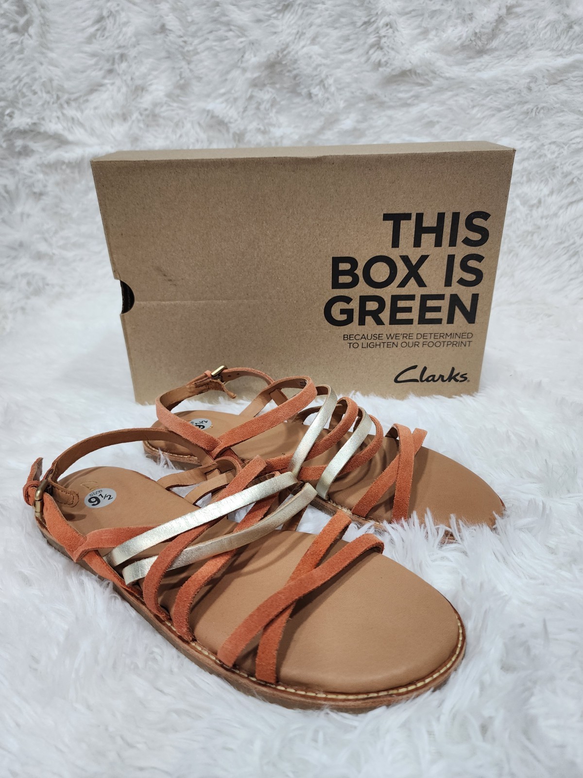 Clarks Karsea Womens Size 10 Shoes Orange Brown Comfort Strappy Fashion Sandals