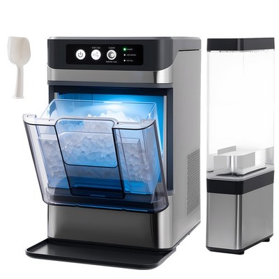 48lb Countertop Nugget Ice Maker 5Mins Fast Pebble Ice Making Machine Self-Clean