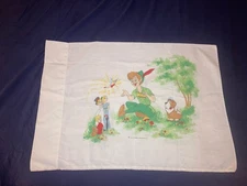 VINTAGE DISNEY Peter Pan Pillowcase Tinkerbell Wamsutta Superlin Muslin USA 1960