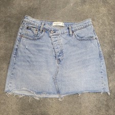 Abercrombie Fitch Skirt 29 8 Light Blue Denim 90s Micro Mini High Rise Raw Hem