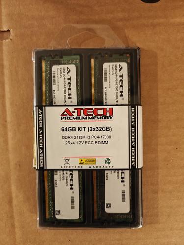 A-Tech 64GB 2x 32GB 2Rx4 PC4-17000 DDR4 2133MHz ECC REG RDIMM Server Memory RAM