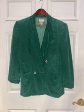 Vintage Talbots Women  s Double Breasted Blazer Green Silk Lined
