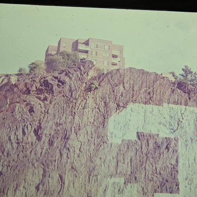 c1970s Spuyten Duyvil Bronx NY Columbia Univ Big C Rock Harlem River 35mm Slide