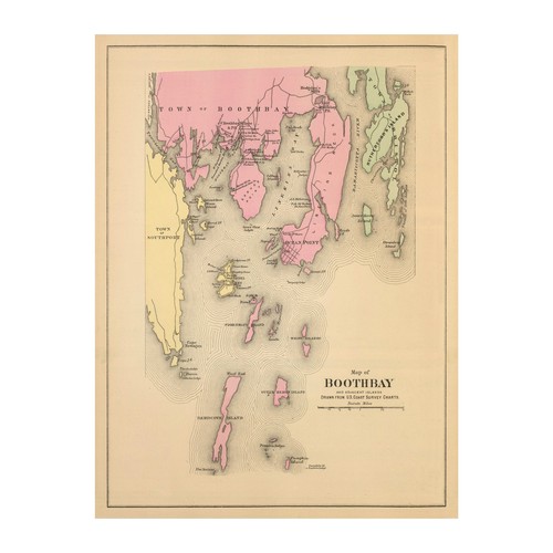 Old Map of Boothbay, ME 1894 - Vintage Boothbay Maine Art - Picture 6 of 29
