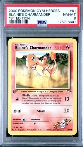 Pokemon Blaine's Charmander 2000 Gym Heroes 1st Edition #61 PSA 8 🔥New Cert🔥
