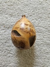 Hand Carved Wood Bud Vase Contemporary Maple Burl Bulbous Base Neck LAC Signed