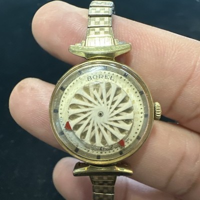 Ernest Borel Cocktail Kaleidoscope Rare Gold Winding Women's Wristwatch Works