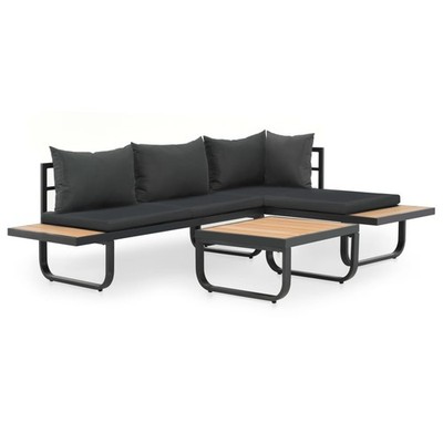   2-piece garden corner sofa set with cushions, aluminum/WPC