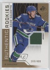 2018 SP Game Used Authentic Rookies Gold Jersey 103/499 Adam Gaudette #195 0c1o