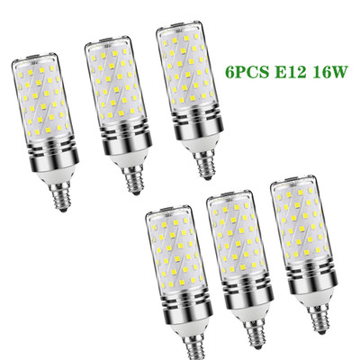 E12 White LED Corn Bulbs 2835 SMD 16W Candelabra Ceiling Fan Light Bulb Daylight