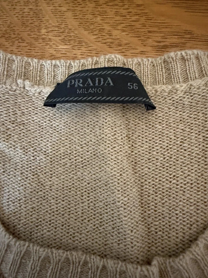 Authentic Men’s PRADA cashmere Sweater 56 - Runs Small Like 54 Preowned Tan - Image 4 of 4