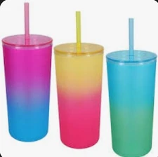 Set of 3 Umbre Tropical Party Tumblers with straws, 21OZ (U.S.)