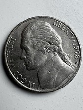 1998 P Jefferson Nickel Five (5) Cent Actual Coin