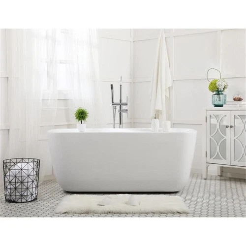 Elegant Decor Calum 59" Plastic Soaking Bathtub in Glossy White - Picture 7 of 15