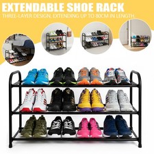 Extendable 3Layer Shoe Rack with Arched Handles Space Saver for Hallway Wardrobe