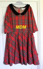 JOANIE RED TARTAN Vintage Style Peter Pan Collar Christmas Xmas Party DRESS 20