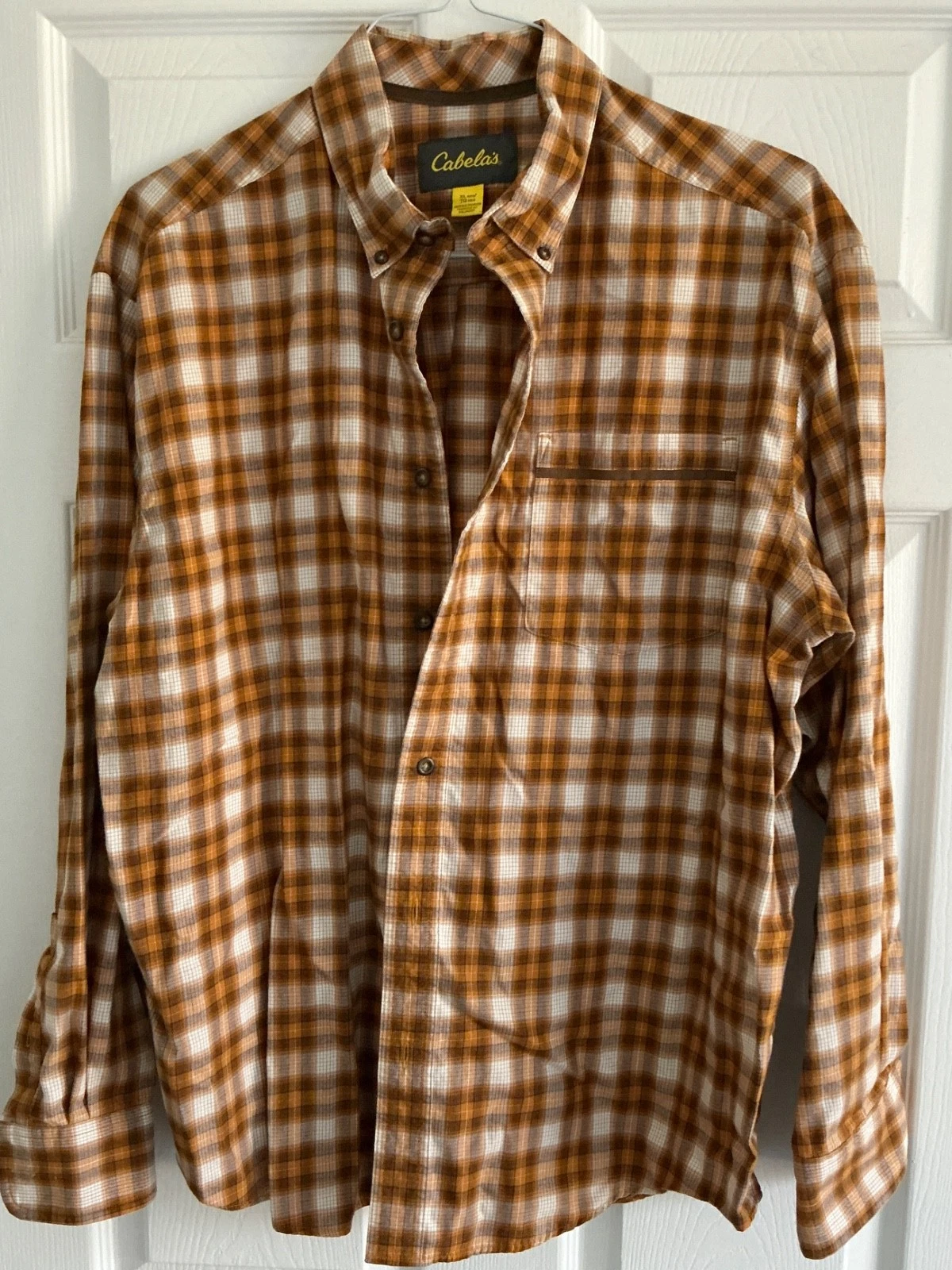 Cabela's Men's Long Sleeve Button Down Flannel Shirt, Size XL, Brown Plaid