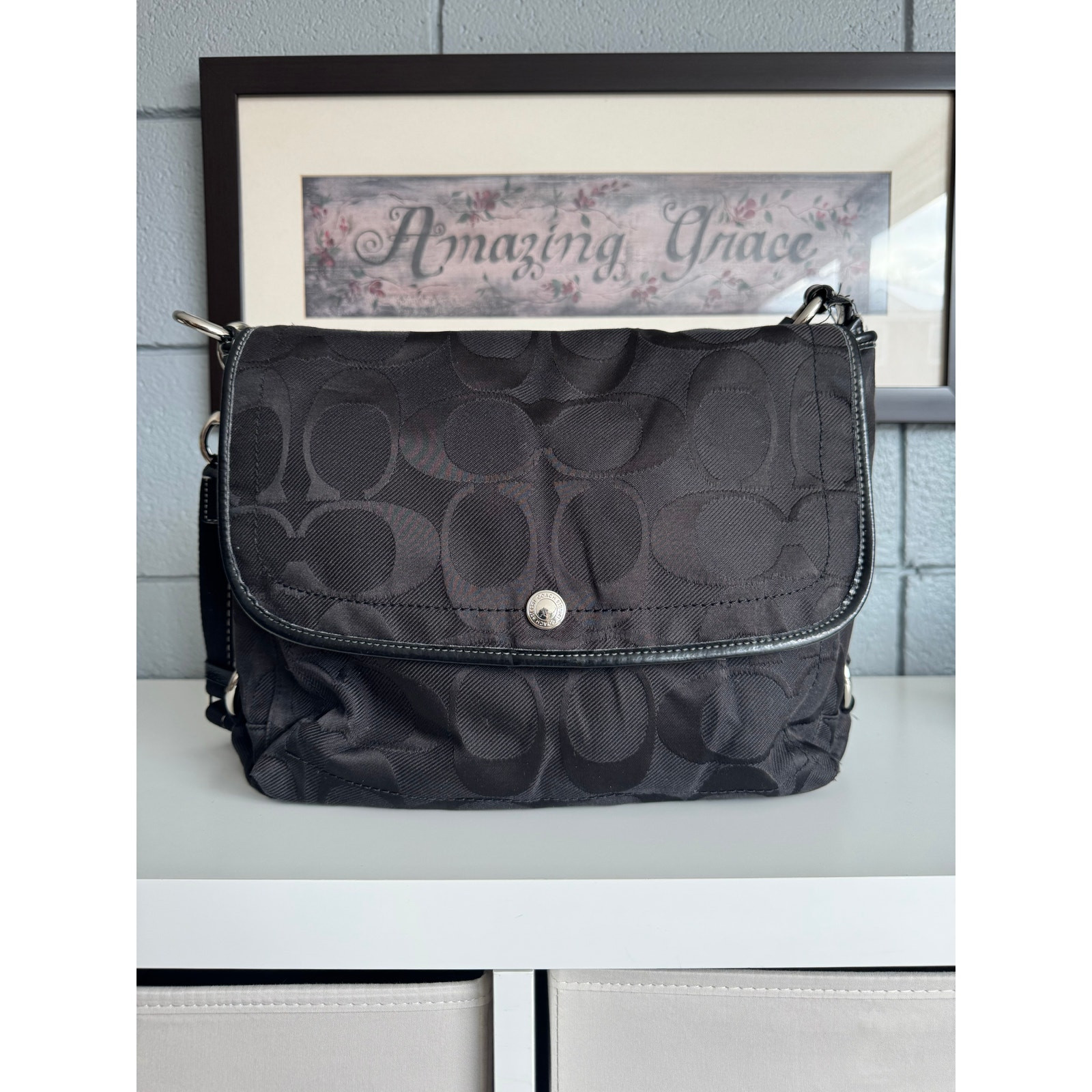 Coach Kyra Signature Jacquard Messenger Crossbody Bag in Black Y2K Designer