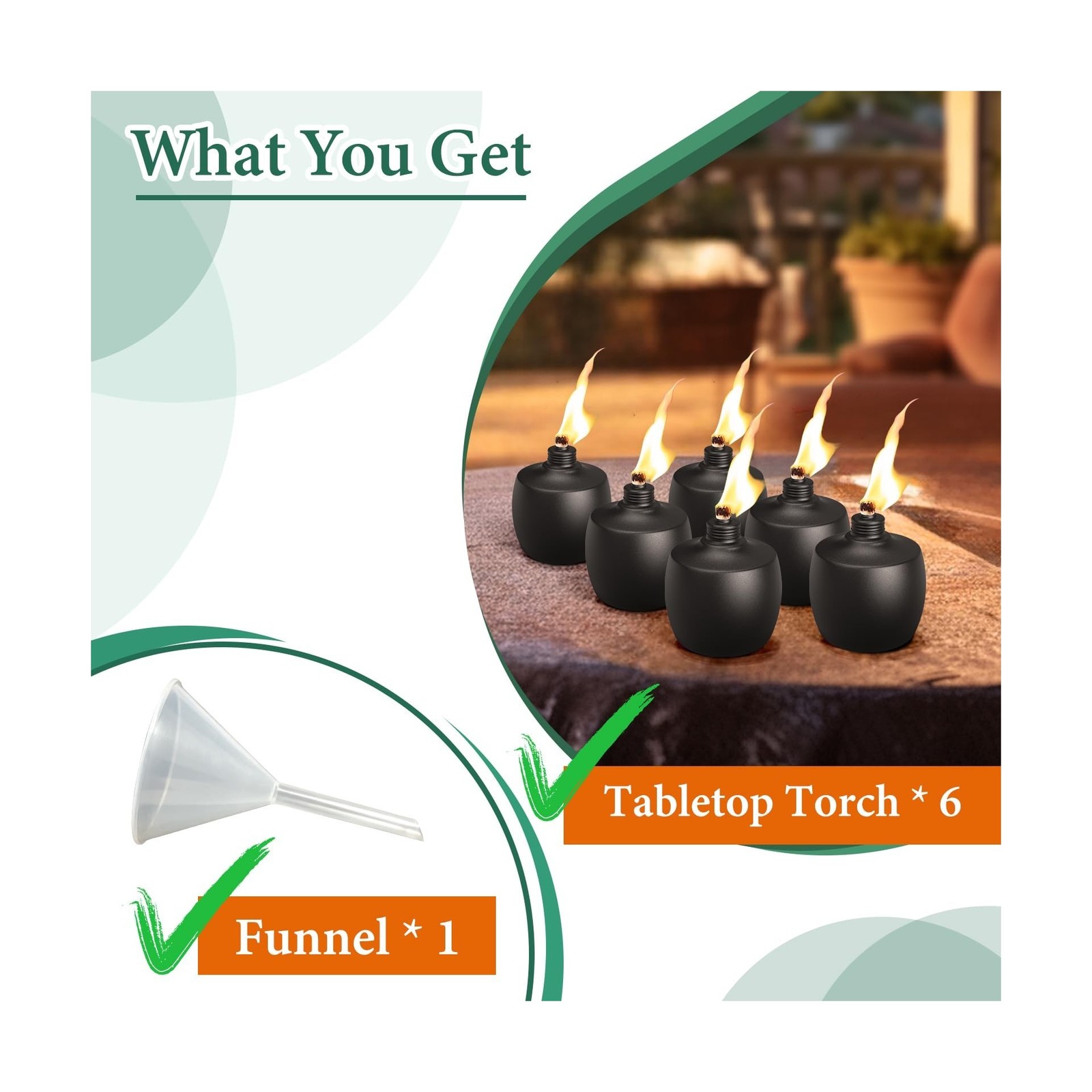 6-Pack Citronella Tabletop Torches, MQKIWAO 21 oz Table Top Torches for Outdo...