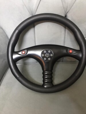 Genuine SWM SPORT LEATHER STEERING WHEEL. Universal. Black, Nos, Rare