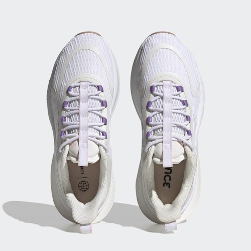 adidas Women's Alphabounce+ Sneaker, White/White/White, 9 - Picture 4 of 9