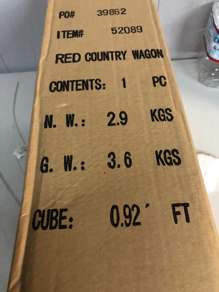 Vintage Wooden handmade red Child's Toy Red Wagon Country Decor WMG NIB - Image 2 of 2