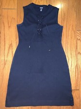 Chaps Casual Women’s Summer Sleeveless Dress Stretch Size Small Navy Color