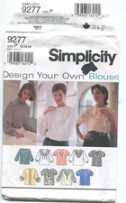 SIMPLICITY 9277 MISSES' PULLOVER BLOUSE W/ VARIATIONS SZ 12-16 UNCUT 1994