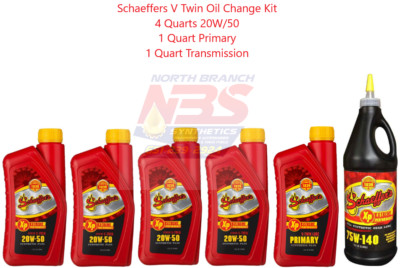 Schaeffers 20w50  V-Twin Oil Change KIT 4 Engine Oil/ 1 Primary/ 1 Transmission