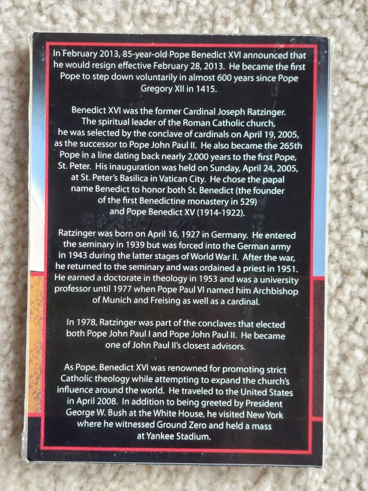 2013 Pope Benedict XVI Limited Edition Commemorative American Silver Eagle 1 oz - Image 2 of 4