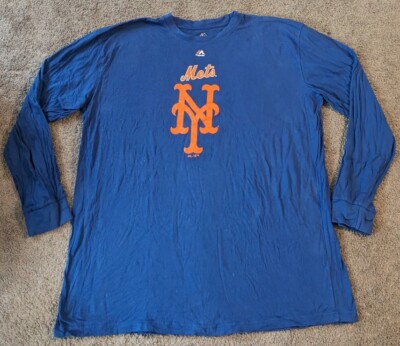 Men's Majestic MLB New York Mets Long Sleeve Shirt Big Tall
