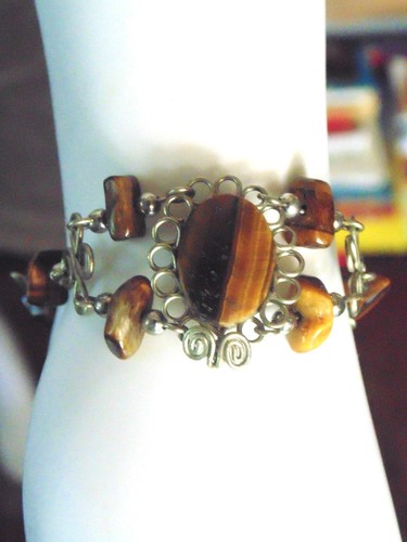 Unbranded Brown Stone Bracelet Silver Tone Statement Jewelry Gifts For Her Mom - Picture 5 of 6