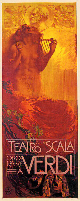 Affiche Vintage Italie Funérailles Honneurs Verts Théâtre - Reproduction Giclée