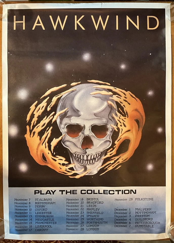 Vintage HAWKWIND "Play The Collection" 1986 Tour Poster No Pins No Tape 35 x 25 - Image 2 of 4
