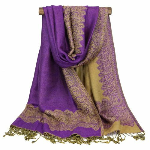 Border Paisley Pashmina Schal Damen festlich ~ langer Schal Halstuch Wendebar - Bild 19 von 29