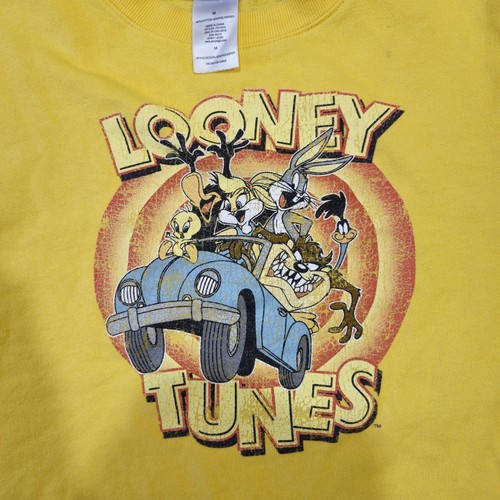 Vintage Looney Tunes Cropped Top Long Sleve Sweatshirt Pullover Shirt YellowSz S - Picture 14 of 24
