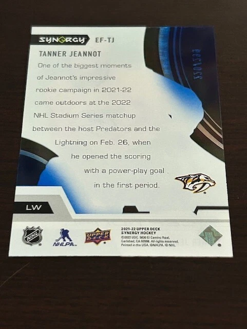 Tanner Jeannot 2021-22 S UD Synergy Exceptional Futures /299 EF-TJ Rookie - Image 2 of 2