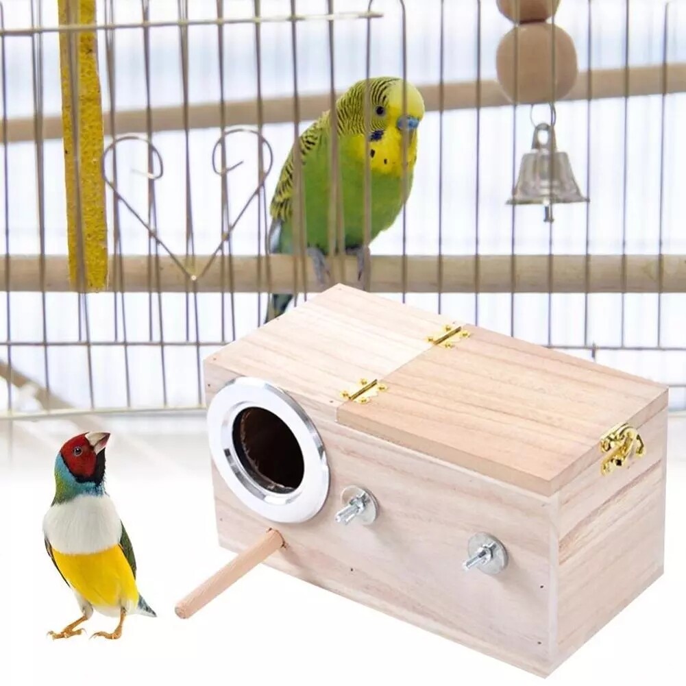 Diy Budgie Nest Box Pet Bird Breeding Box Cage Wood Nesting Box