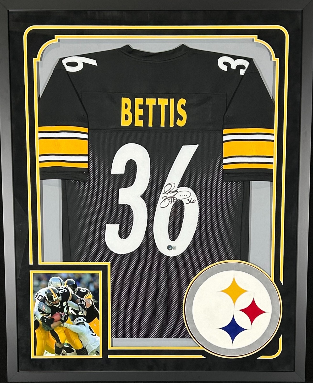 Jerome Bettis Autographed Signed Framed Black Jersey Beckett Authenticated 