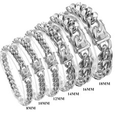 Men's Miami Cuban Link Chain Solid HEAVY Stainless Steel Bracelet 8mm to 18mm