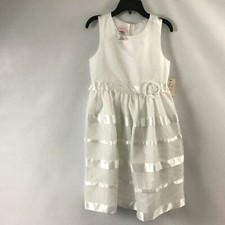  80 Jessica Ann K3 Kids Dress Sleeveless Solid Rolled White Sz 14 Style R74714