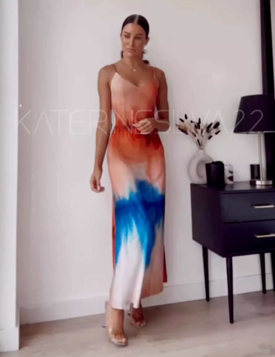 BNWT ZARA BLUE AND ORANGE TIE DYE PRINTED STRAPPY MIDI DRESS SIZE S | eBay