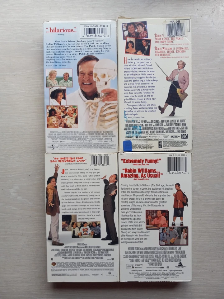 4x Robin Williams VHS Patch Adams, Mrs. Doubtfire, Fathers Day, JACK - Image 2 of 4